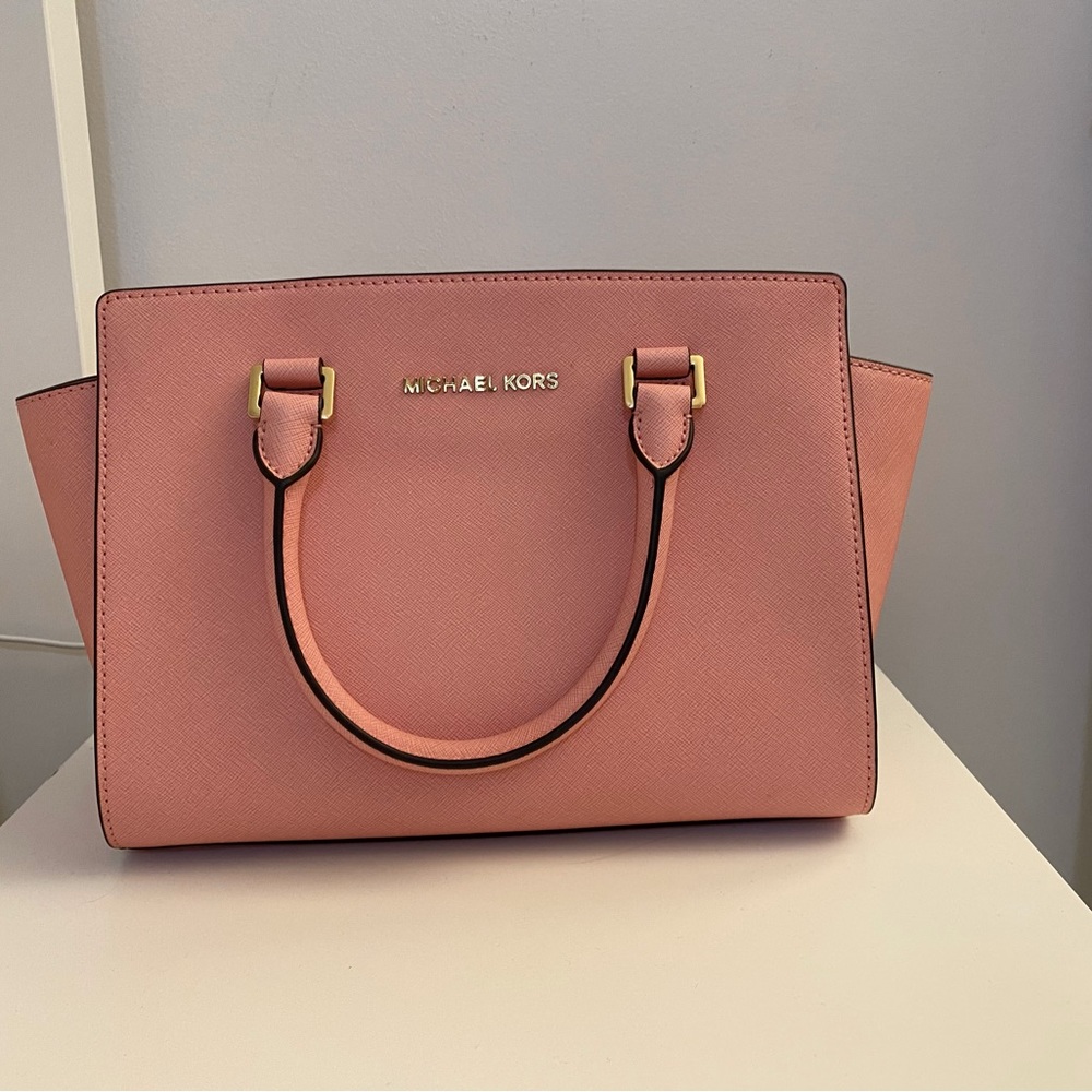 Michael Kors Selma Saffiano Leather Medium Misty Rose Handbag
